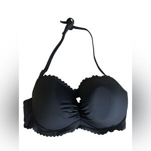 Victoria's Secret Swim Bikini Top Black Zuma Getaway Scalloped Size 40 C